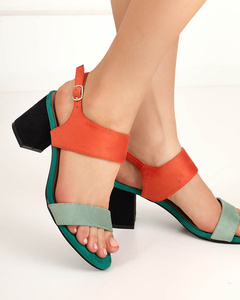 Colorful women's sandals on a post Dominco- Footwear