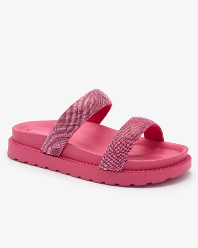 Royalfashion Fuchsia Women's Zirconia Sparkle Sliders