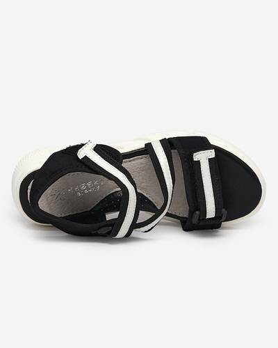 Black and white children's sandals fastened with Velcro Modis - Shoes