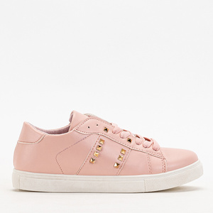 Pink women's sneakers with Cyris studs - Footwear