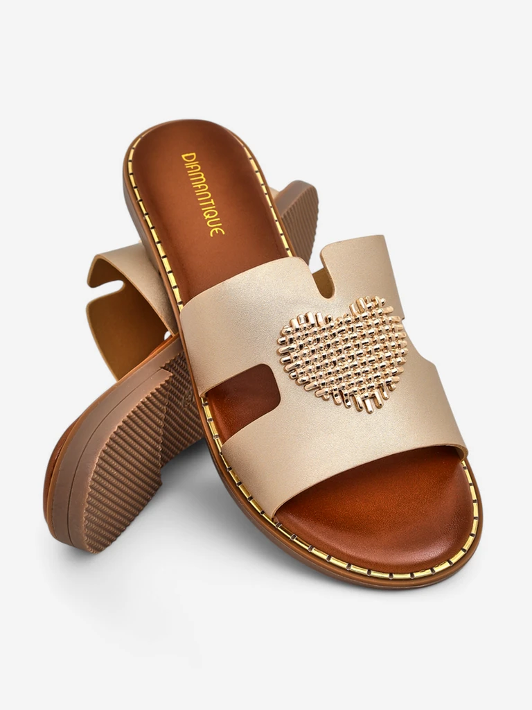 Royalfashion Женские шлепанцы с сердечком Золотое сердце