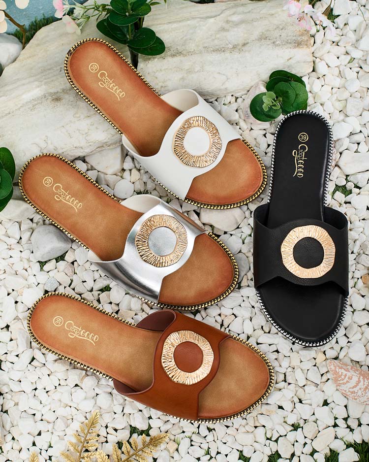 Royalfashion Women's Olerna flat sole flip-flops