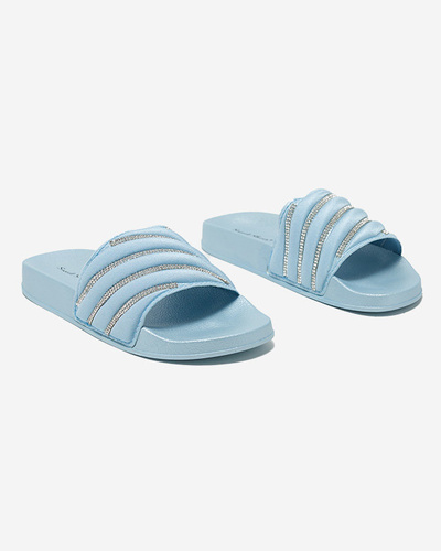 Blue women's flip-flops with zircons Erikis - Footwear