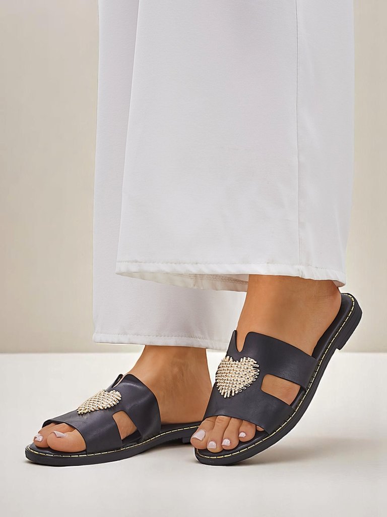 Royalfashion Sieviešu flip-flopi ar sirdi Zelta sirds