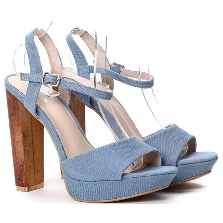 OUTLET Light blue sandals on the post - Shoes