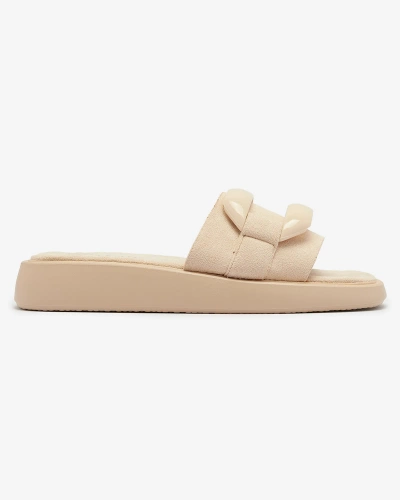 Beige women's flip-flops in eco-suede Omve - Footwear