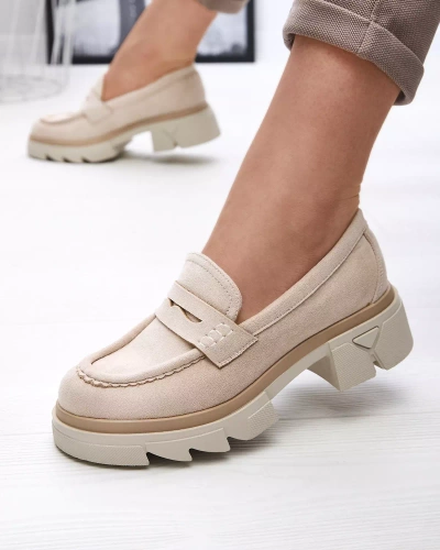 Eco suede beige moccasins for women Zirraf-Footwear