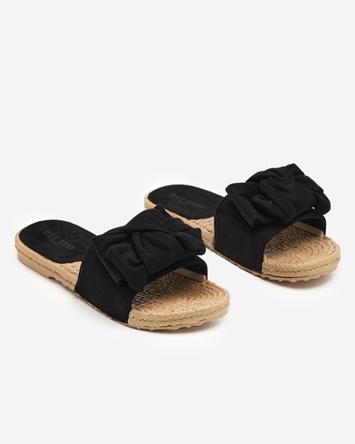 Black women's slippers with a bow Terina - Footwear