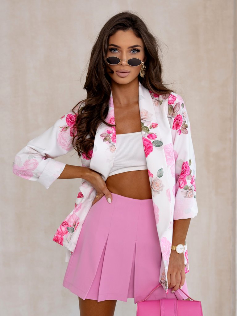 Royalfashion Women's blazer without a fastener with rose flowers