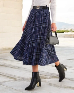 Royalfashion Women's checkered midi skirt