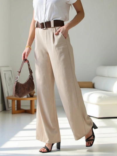 Royalfashion Women's Wide Pants with Belt