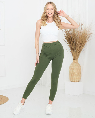 Dark green women's bamboo leggings PLUS SIZE - Clothing