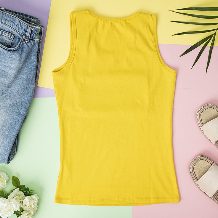 Yellow women's top with cubic zirconia - Clothing