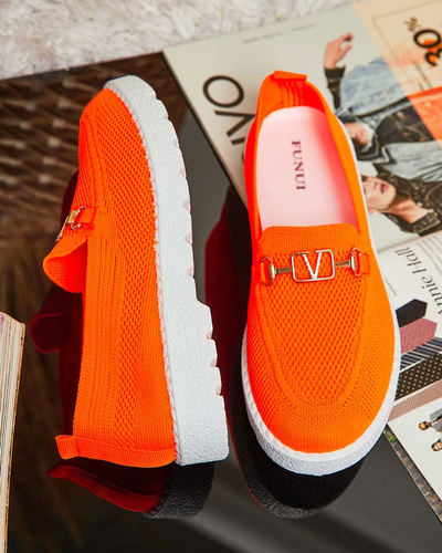 Royalfashion Женские тканевые мокасины с золотым украшением Erticae