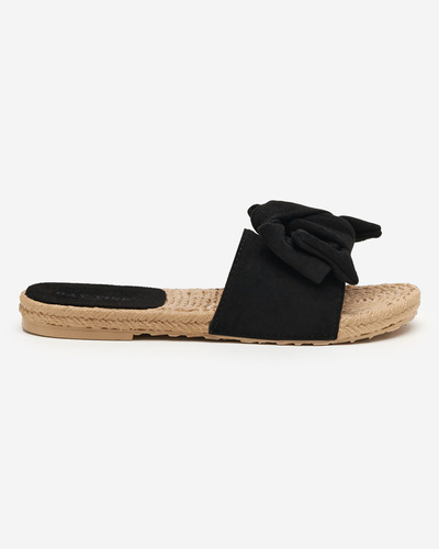 Black women's slippers with a bow Terina - Footwear