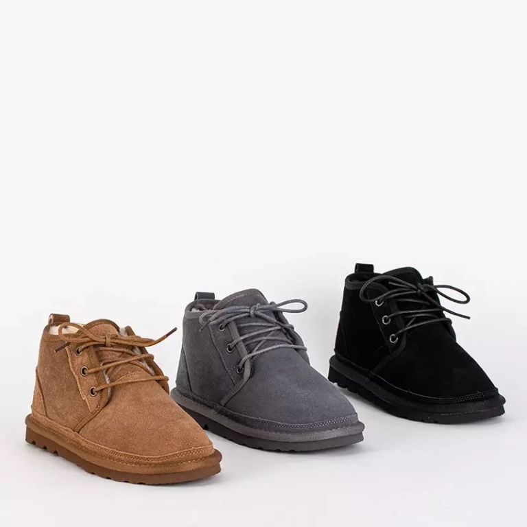 OUTLET Melni bērnu īsie šņorzābaki sniega zābaki Tibilis- Apavi