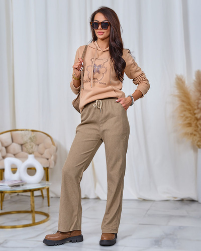 Royalfashion Khaki women's corduroy fabric pants