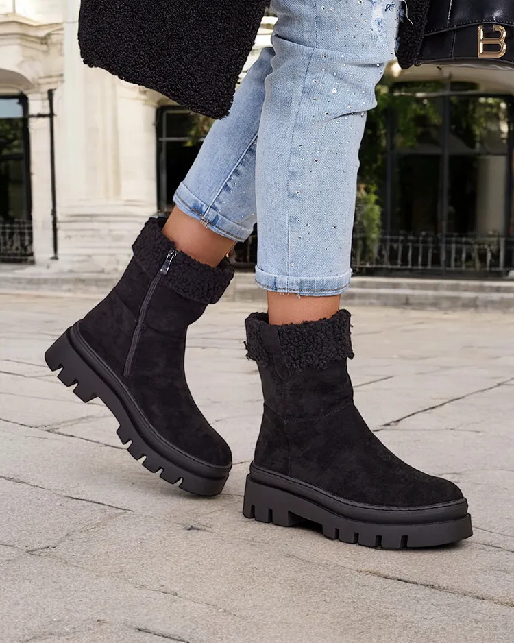 Royalfashion Eco antilopa sieviešu zābaki ar bārdu Ippoli