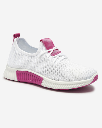 White women's sports shoes with fuchsia inserts Kedeti - Footwear