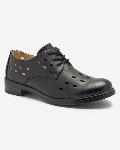 Women's openwork eco leather half shoes in black Selofso- Footwear