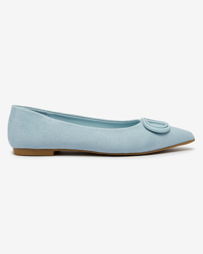 Royalfashion Blue women's pointed-toe ballerinas with embellishment on the nose Tidita