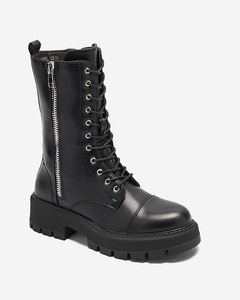 Black women's high worker boots Serisis- Footwear