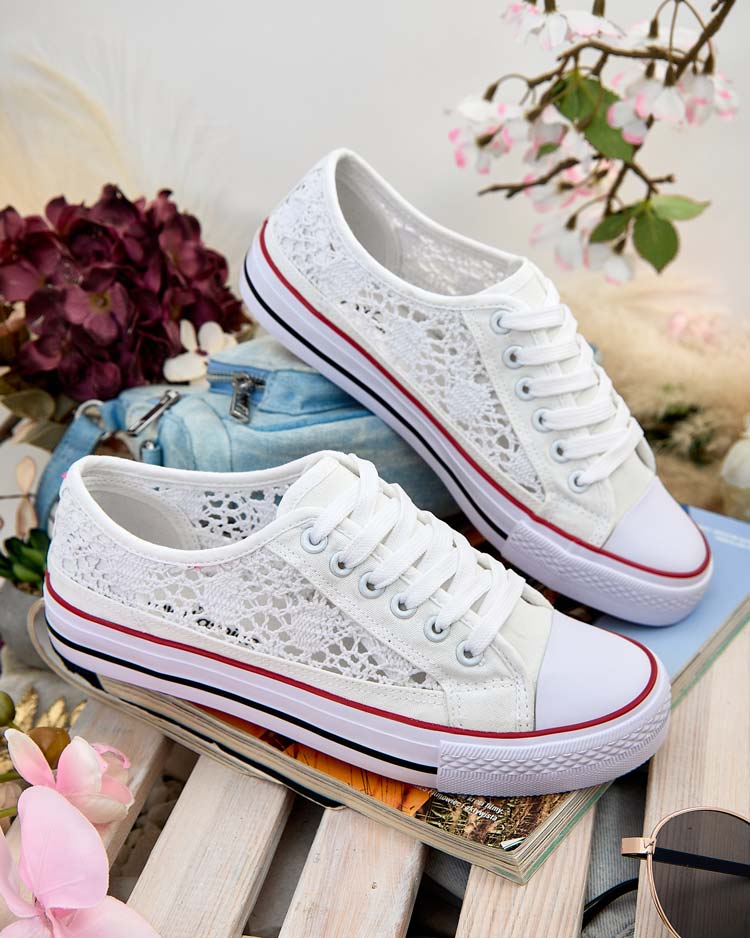 Aurelia Bianco - Royalfashion white fabric perforated sneakers, size 40