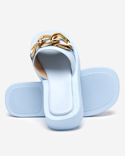 Women's blue slippers with a gold chain Reteris - Footwear