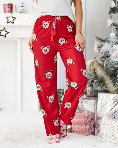 Royalfashion Cotton holiday women's pants from pajamas with bears