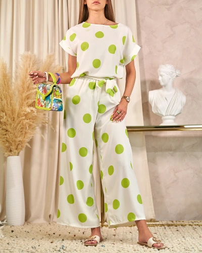 Royalfashion Green and white women's pea set