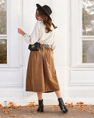 Royalfashion Sieviešu velveta vidēja garuma svārki