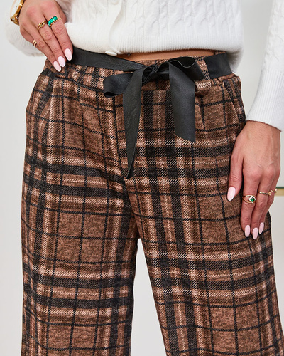 Royalfashion Camel women's wide plaid pants