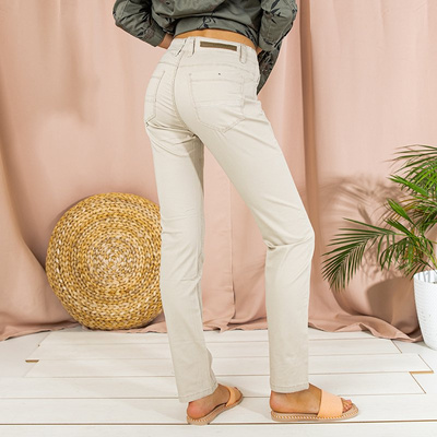 Ladies' beige straight pants - Clothing