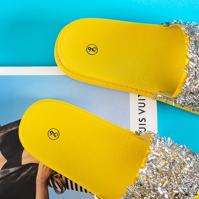 Yellow women's slippers with cubic zirconias Onesti - Footwear