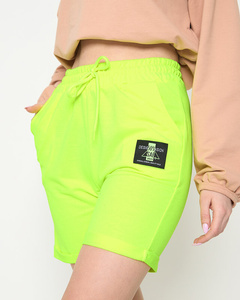 Neon yellow women's shorts above the knee - Clothing