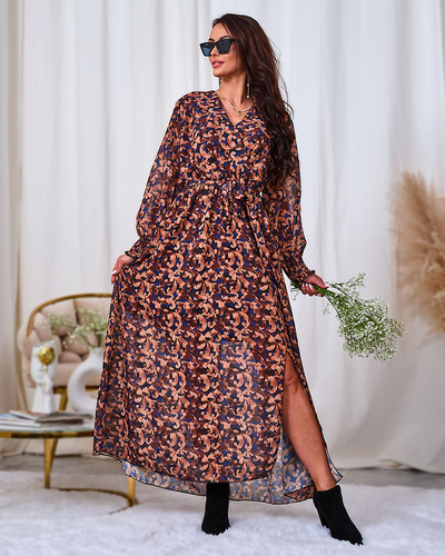 Royalfashion Camel patterned women's maxi dress