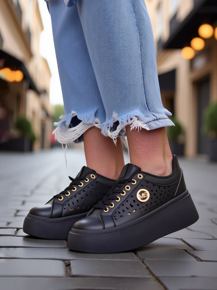 Aurelia Nero - Черная платформа Royalfashion из экокожи, модель LH201-8