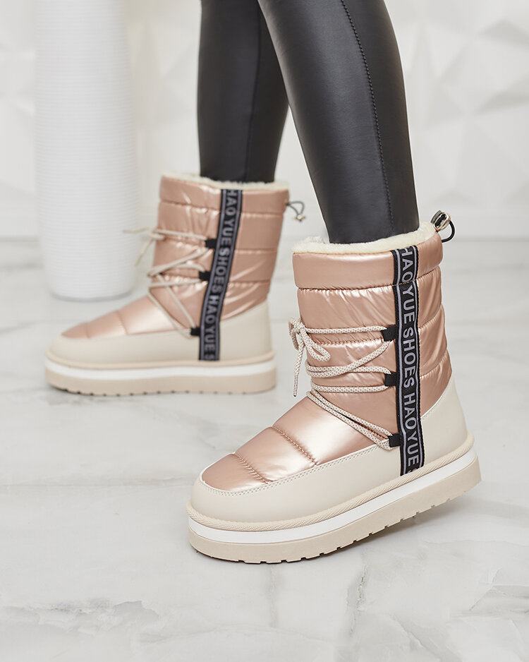 Royalfashion Pink and beige Gepanden women's snow boots