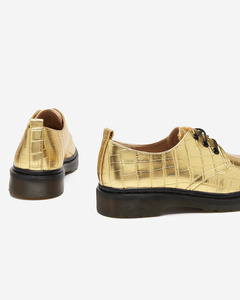 OUTLET Gold women's shoes with Seniri embossing - Footwear