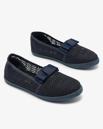 Girls' bow sneakers in navy blue color Lolisa - Footwear