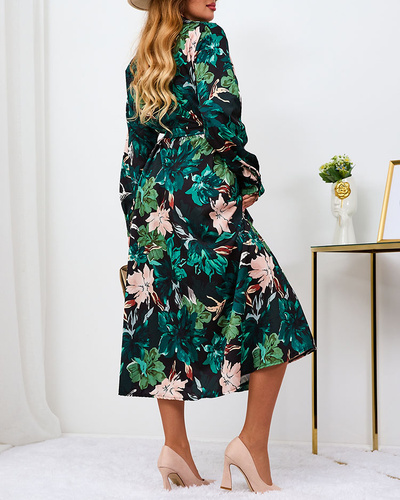 Royalfashion Black and green patterned women's maxi dress