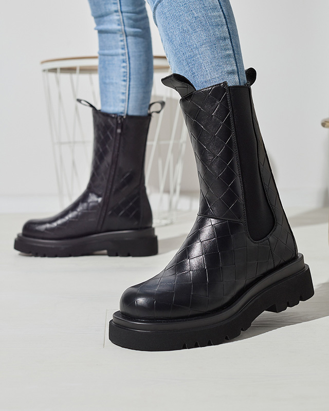 Black women's boots with embossing Ahetto- Footwear