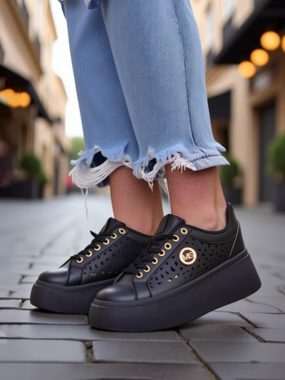 Aurelia Nero - Черная платформа Royalfashion из экокожи, модель LH201-8