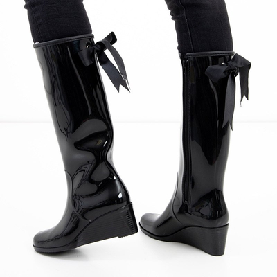 Black women's wellingtons on a heel Genofa - Footwear