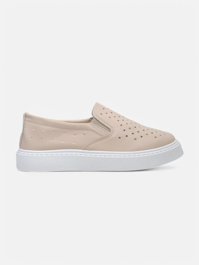 Women's Callista Beige Platform Slip-ons made of Ecological Leather