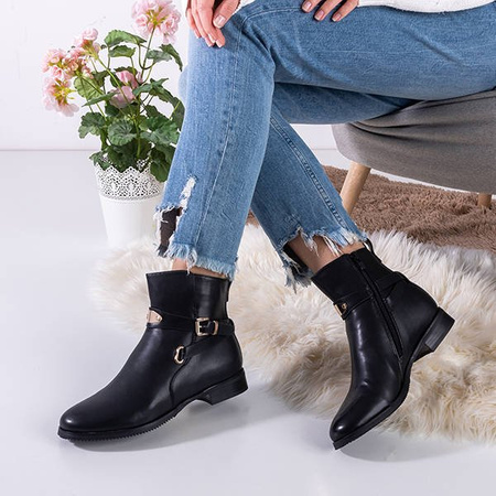 Black women's boots with buckle Fonde - Footwear