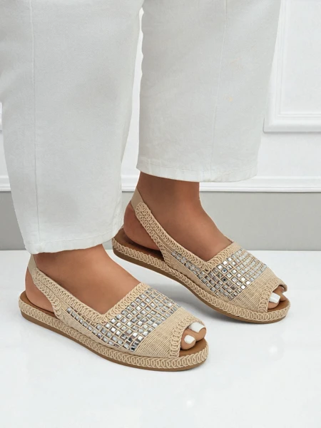 Sieviešu espadrilju sandales ar rhinestone rotājumiem Belle Sparkle