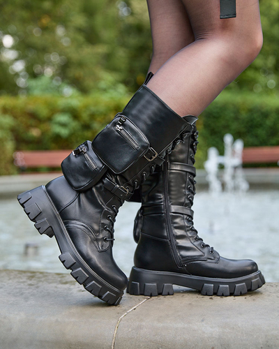 Royalfashion Melni sieviešu bagger zābaki ar Atiuha somiņu