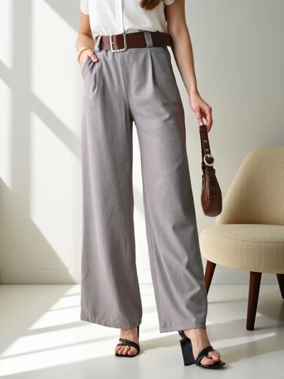 Royalfashion Wide women's pants with belt