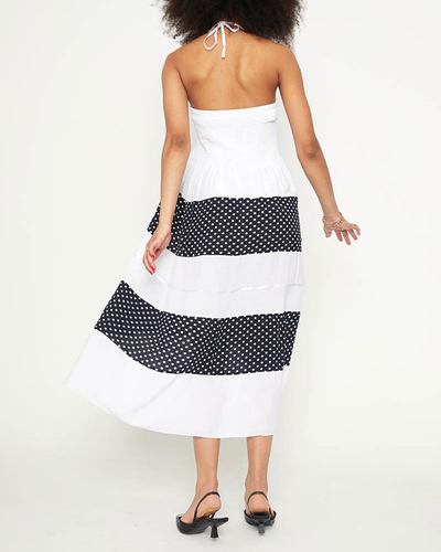 White polka dot maxi skirt PLUS SIZE - Clothing